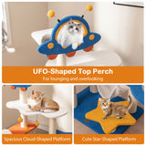 49" Tall Cat Tree Tower with UFO Space Capsule Top Perch & Sisal Scratching Posts – Multi-Level Indoor Cat Furniture