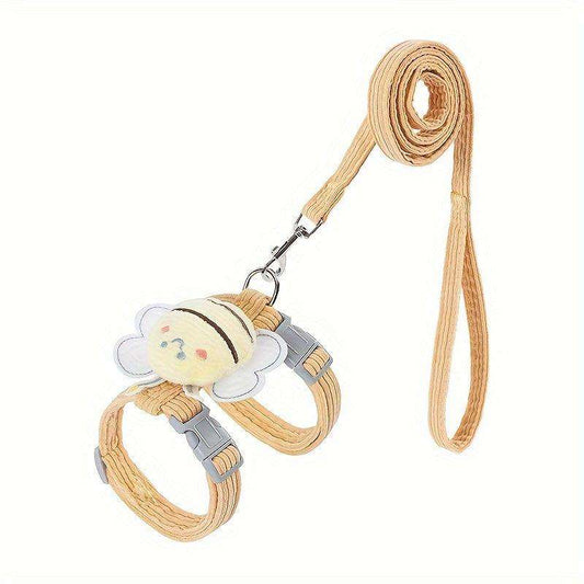 Red Adjustable Anti-break Out Special H Font Chest Strap Cat Leash Set - PulinGO