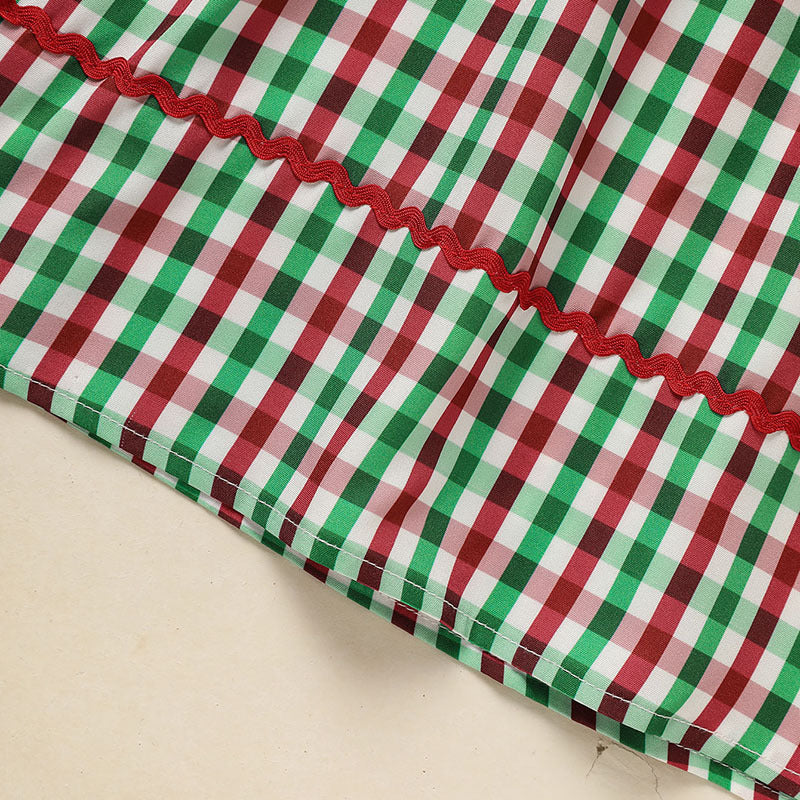 Toddler & Baby Girls Christmas Dress 🎄 Plaid Party Outfit with Embroidered Tree (118 karakter ✅)