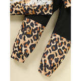 Toddler Girls Fall/Winter Outfit – Leopard Letter Print Sweatshirt & Sweatpant 2-Piece Set