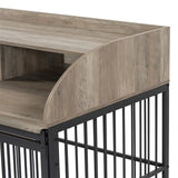 Heavy Duty Large Dog Cage Furniture – Indoor Wooden Kennel Crate with Double Doors & Metal Frame
