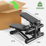 Mini Stepper with Resistance Bands - Compact Stair Stepper Machine with LCD Monitor for Full Body Workout