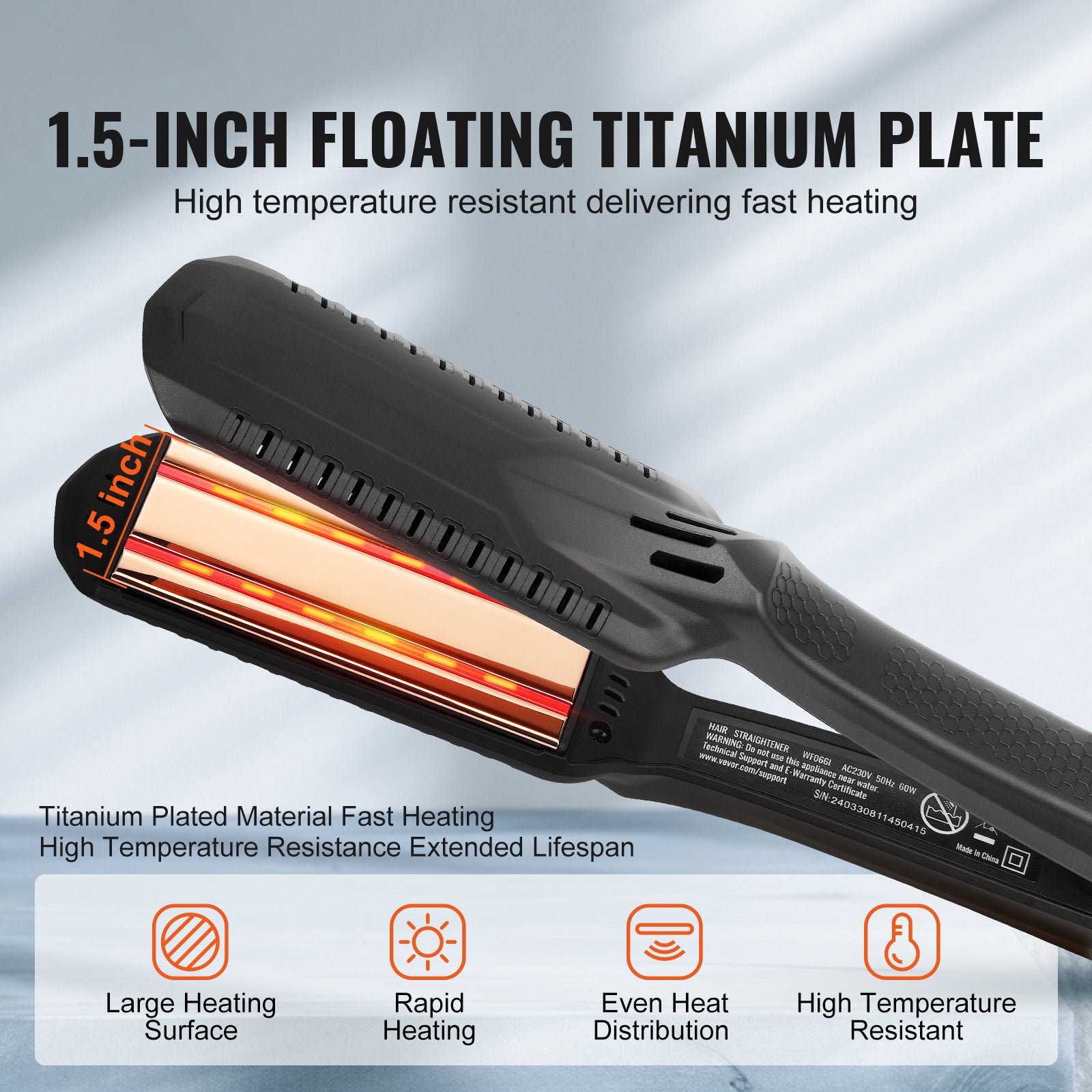 VEVOR Hair Straightener ✨ Titanium Flat Iron with Infrared Heat, 19 Temp Levels & LCD Display – Salon & Travel