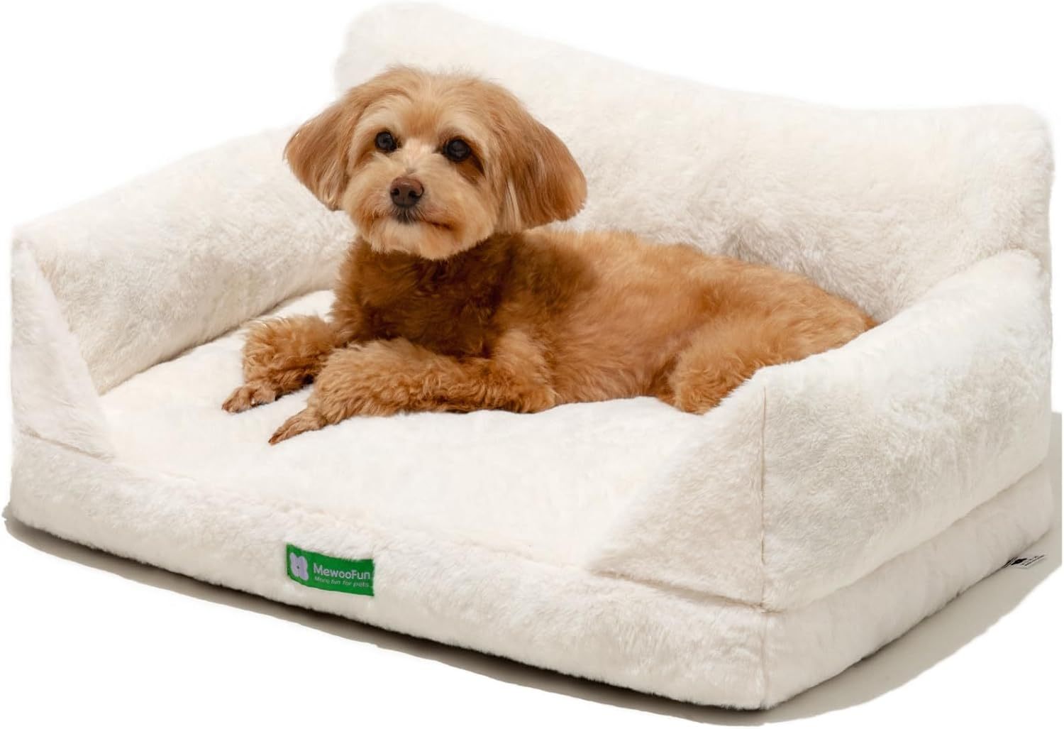 Mewoofun Cat Sofa Bed – Medium White Washable Pet Bed with Removable Cover & Non-Slip Bottom for Cats & Small Dogs