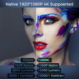 Native 1080P Projector with 5G WiFi and Bluetooth - 4K Supported Home Theater Projector