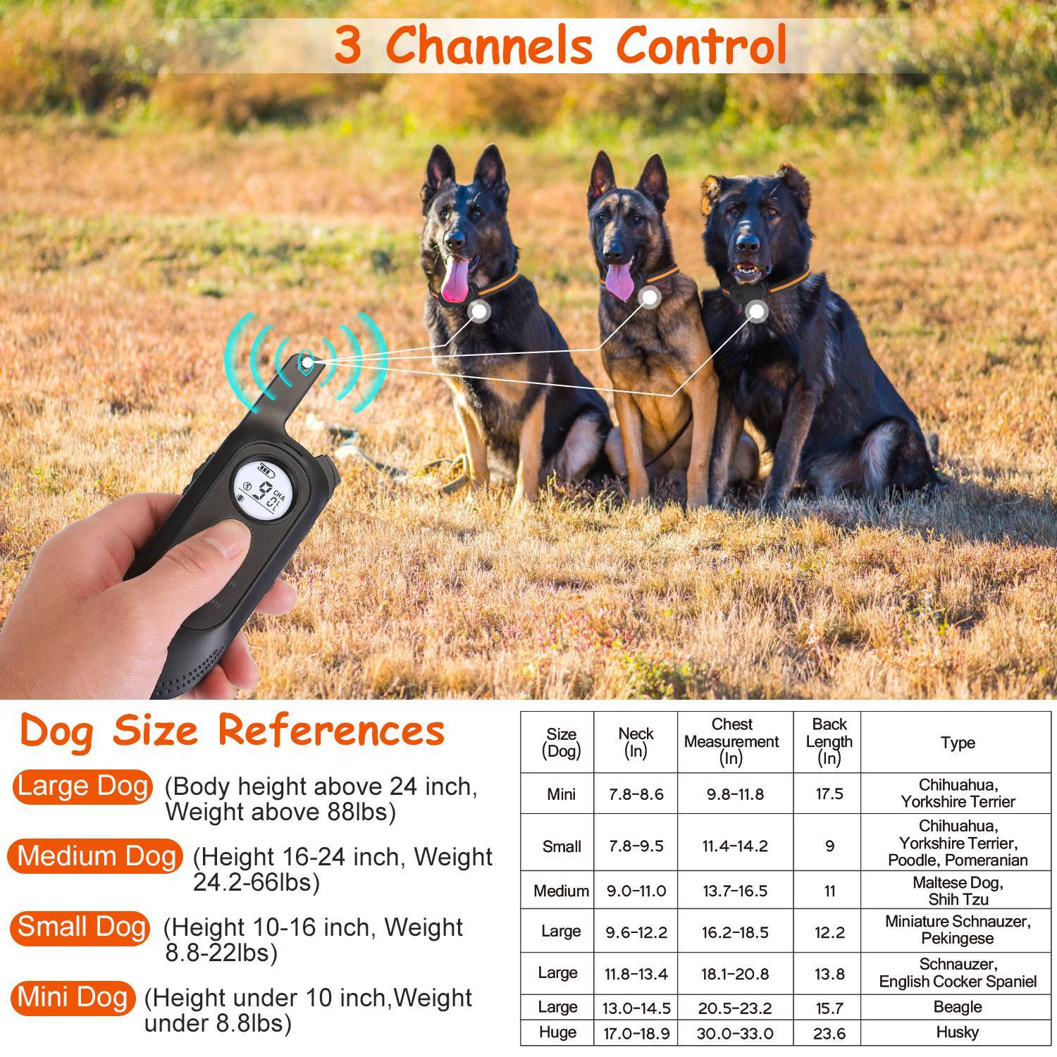 Dog Training Collar – 984 ft Range, IP65 Waterproof with Beep, Vibration & Shock Modes, 3-Channel, Rechargeable with Safety Keypad Lock