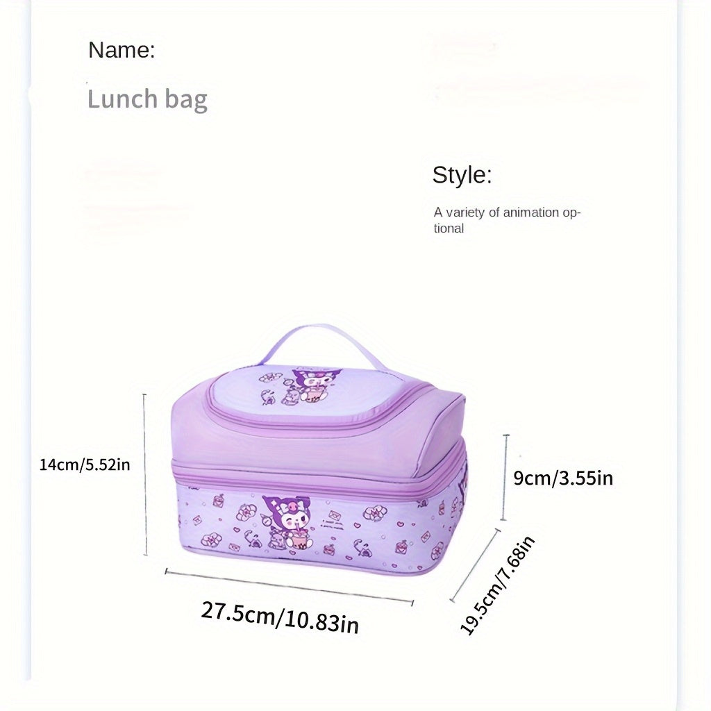 Pastel Duo-Color Insulated Lunch Bag – Large Double Size, Zipper Closure, Portable for Office & Outdoors