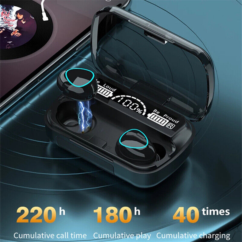 TWS Wireless Bluetooth 5.1 Earbuds - Waterproof Sports Headphones with Charging Case