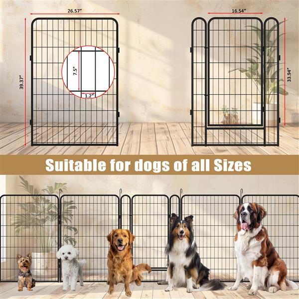 8-Piece Heavy Duty Metal Pet Playpen – Foldable Dog Fence & Exercise Pen for Indoor/Outdoor Use