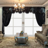 European Luxury All‑Black Velvet Curtains – Thick, Blackout Drapes for Villa Living Room & Dining Room (2 Panels)
