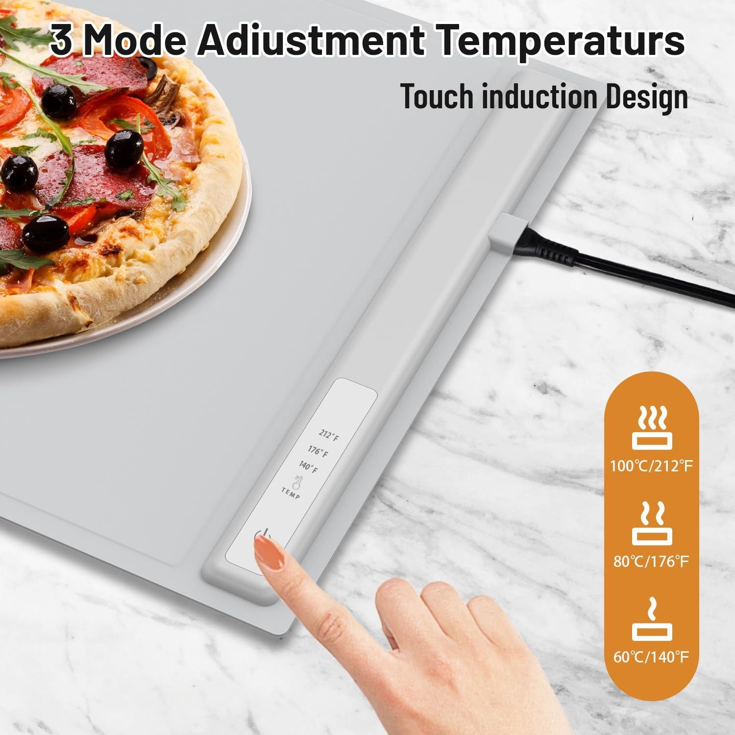 Foldable Electric Food Warming Mat - Silicone Heating Tray with 3 Temperature Settings for Buffets & Parties