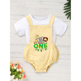 Infant Baby Boy Gentleman Outfit – Short Sleeve T-Shirt & Suspender Romper Jumpsuit Set for First Birthday