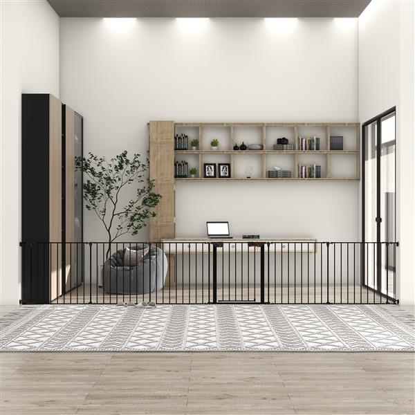 150″ Adjustable Safety Gate with 6 Panels – Steel Barrier for Stairs, Pets & Restricted Areas