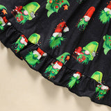 Toddler Kids Baby Girl Christmas Dress Set – Long Sleeve Cartoon Print Party Dress with Heart Print Vest Coat, Cute Holiday Outfit