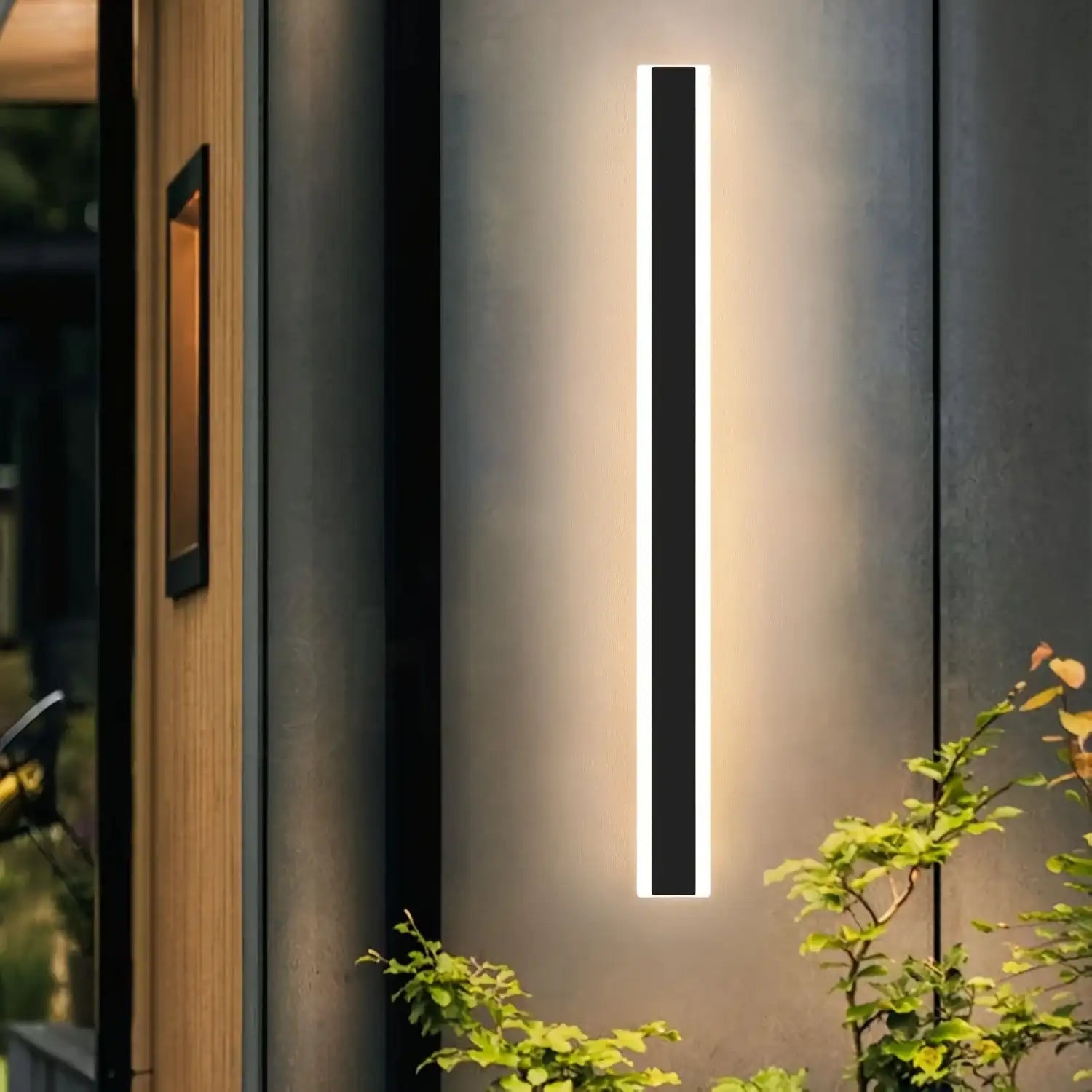 Outdoor Wall Lights Long Wall Sconce Dimmable With Remote Control Long Strip Modern LED Outdoor Wall Light Fixture 1 Pack Black Wall Mount Lighting Sconce Exterior Lights Wall Sconce For House Living Room Corridor - PulinGO