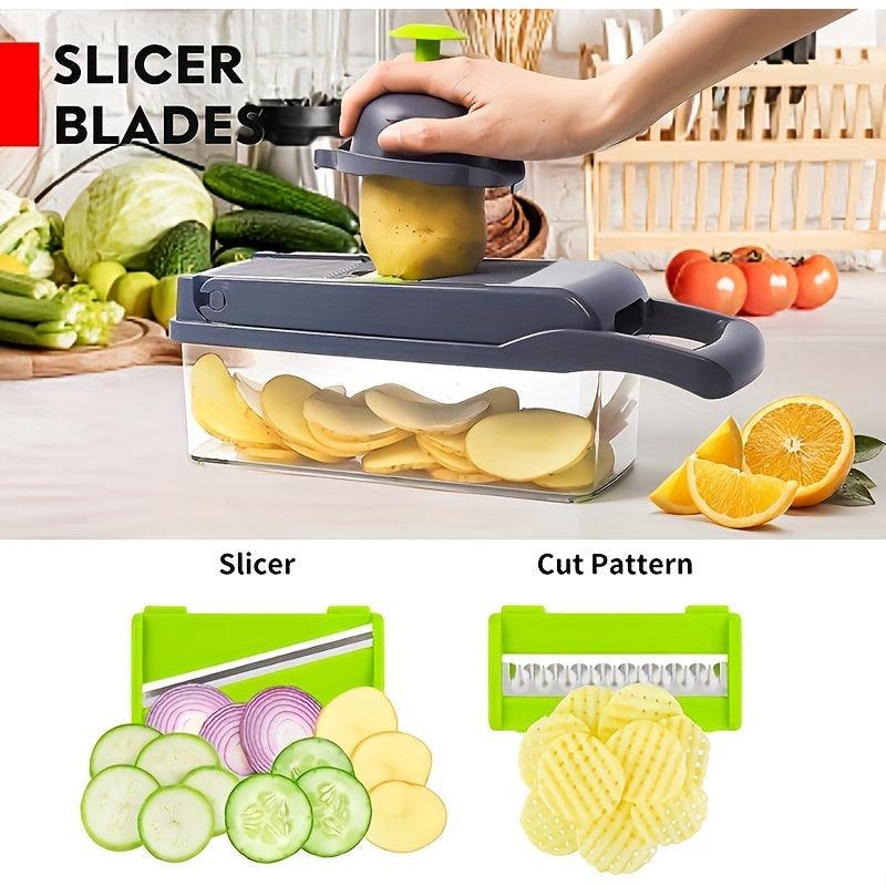 16-in-1 Vegetable Chopper Set – Multi-Blade Slicer with Container & Peeler - PulinGO