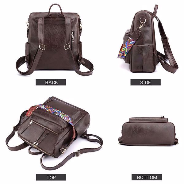 Women’s PU Leather Backpack – Stylish Casual Daypack for School, Work & Travel with Multi-Pockets