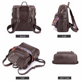 Women’s PU Leather Backpack – Stylish Casual Daypack for School, Work & Travel with Multi-Pockets