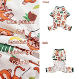 Dog Pajamas PJs – Soft Stretchy Clothes for Small Dogs & Cats, Brown Monkey Print Onesies for Puppies, Chihuahuas & Yorkies
