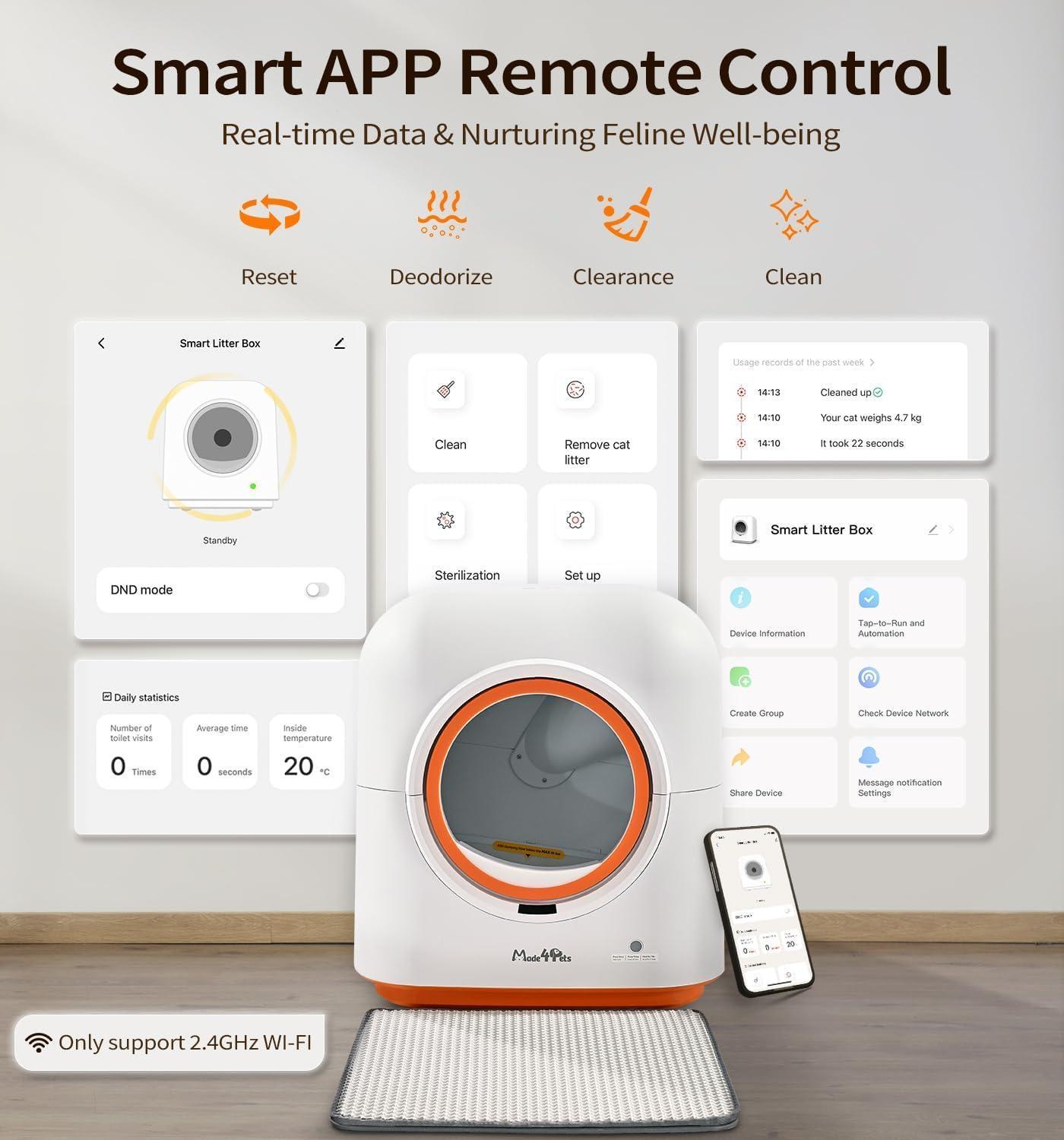 60L Automatic Cat Litter Box – Smart App Control, Infrared Sensor & Deodorizing System for Multiple Cats