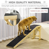 Pet Ramp for Dog Bed with Non-Slip Carpet & Top Platform – Pine Wood, 74" × 16" × 25"