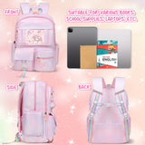 Sanrio My Melody Large Capacity Backpack Set – Includes Backpack, 6 Badge Pins & Stationery Set