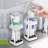 Toothbrush & Toothpaste Holder – 3-Slot Bathroom Organizer with Cup & Cover - PulinGO