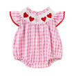 Newborn Baby Girls Valentine’s Day Romper ❤️ Plaid Heart Embroidery with Ruffle Sleeves 👶