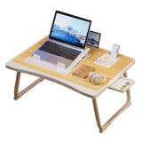 Foldable Laptop Desk for Bed or Couch – Work-from-Bed Table with Cup Holder, Drawer & Adjustable Legs