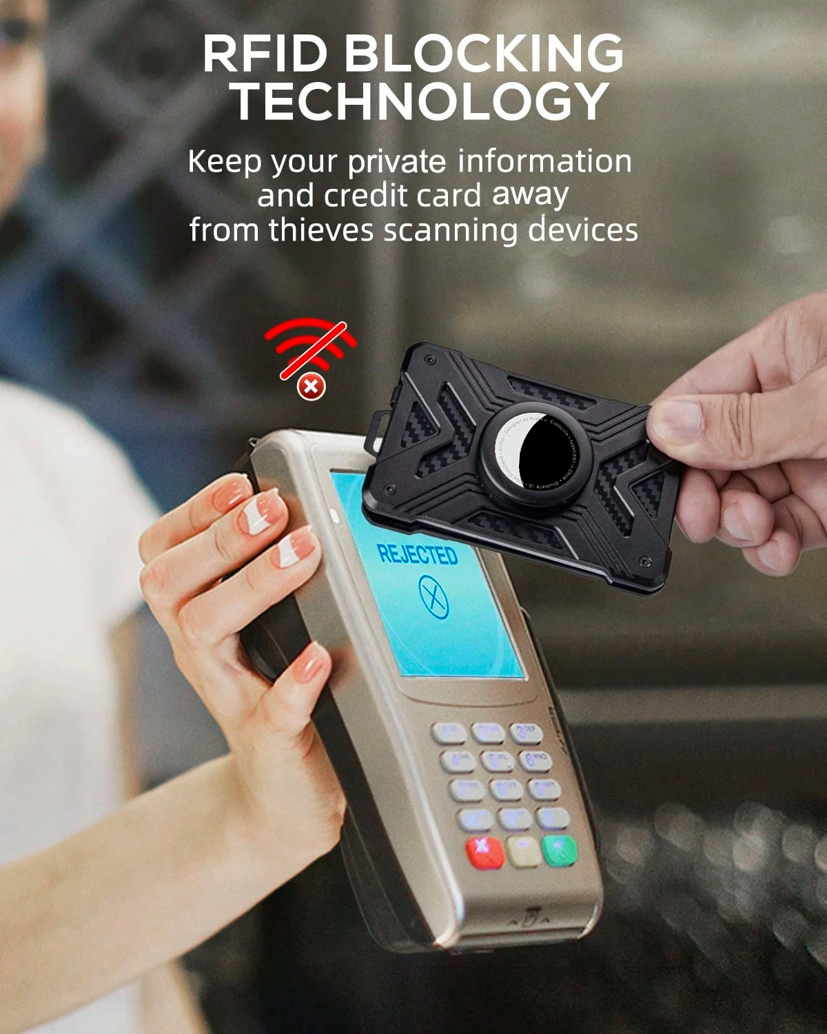 Slim Tactical Wallet with AirTag Holder & RFID Protection