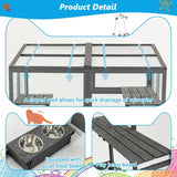 Outdoor Wooden Cat Catio – Spacious Walk-In Kennel with Platforms, Napping Houses & Solid Wood Construction (Grey)