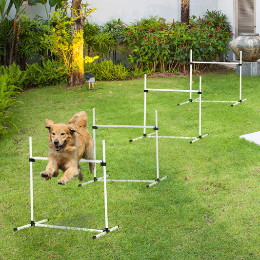 4-Piece Dog Agility Training Equipment – Height Adjustable Jumping Poles for Outdoor Exercise & Obedience Training