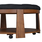 Round Velvet Storage Ottoman - Upholstered Footstool & Coffee Table