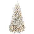 5 Ft Pre-Lit Flocked Artificial Christmas Tree – Fire-Resistant PVC, Hinged Design, Realistic Flocked Tips, Easy Assembly