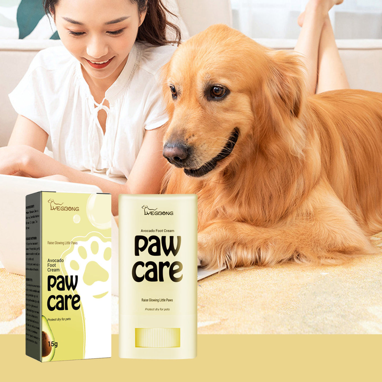 Yegbong Avocado Pet Paw Balm – Nourishing Foot Cream for Dogs & Cats with Avocado Oil, Olive Oil & Shea Butter