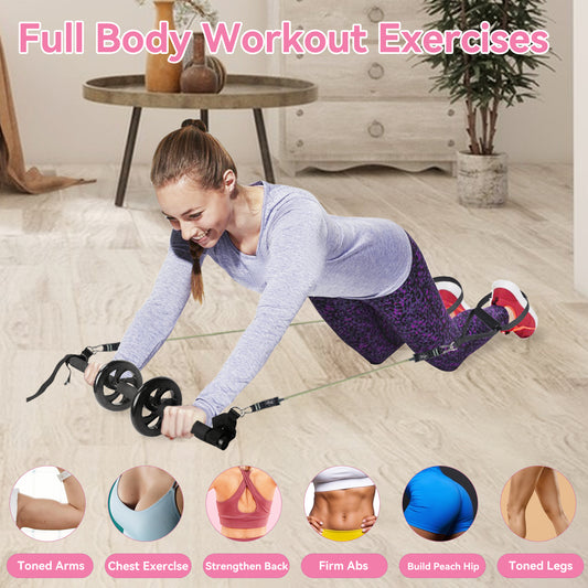 Professional Yoga & Pilates Bar Kit – 18-Piece Full Body Workout Set with Ab Roller & Resistance Bands 🧘‍♀️💪🔥