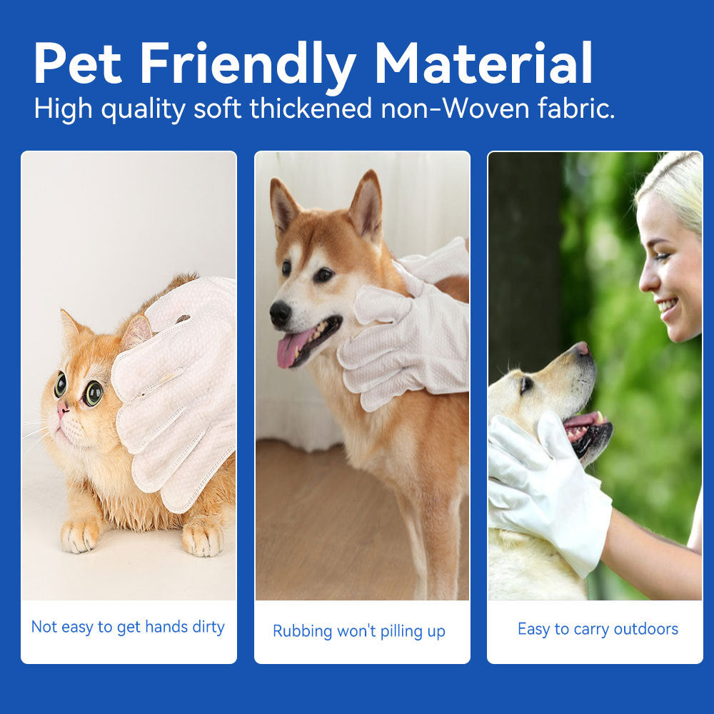 Pet Cleaning Wipes Gloves – Rinse-Free Bathing & Deodorizing Gloves for Dogs & Cats, Daily Care & Travel-Friendly