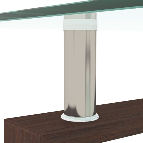 Rectangle Walnut Glass Coffee Table – Modern Clear Center Side Table for Living Room ✨🪞