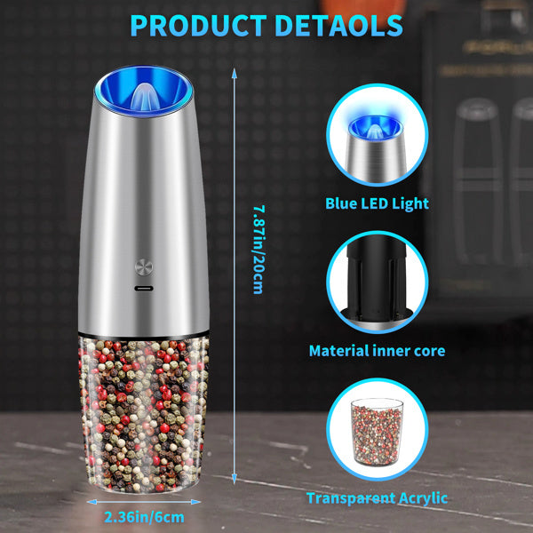 Electric Salt & Pepper Grinder Set ⚡ Adjustable Ceramic Mill – One-Handed Kitchen Seasoning Tool