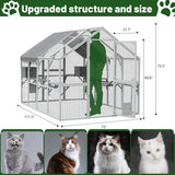 Outdoor Cat Room Fence – 110" Large Kitten Play Enclosure with Climbing Platform & Secure Wire Panels