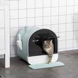 Cat Litter Box with Lid – Indoor Enclosed Litter Tray with Spoon & Strainer, Odor Control & Easy Cleaning for Cats