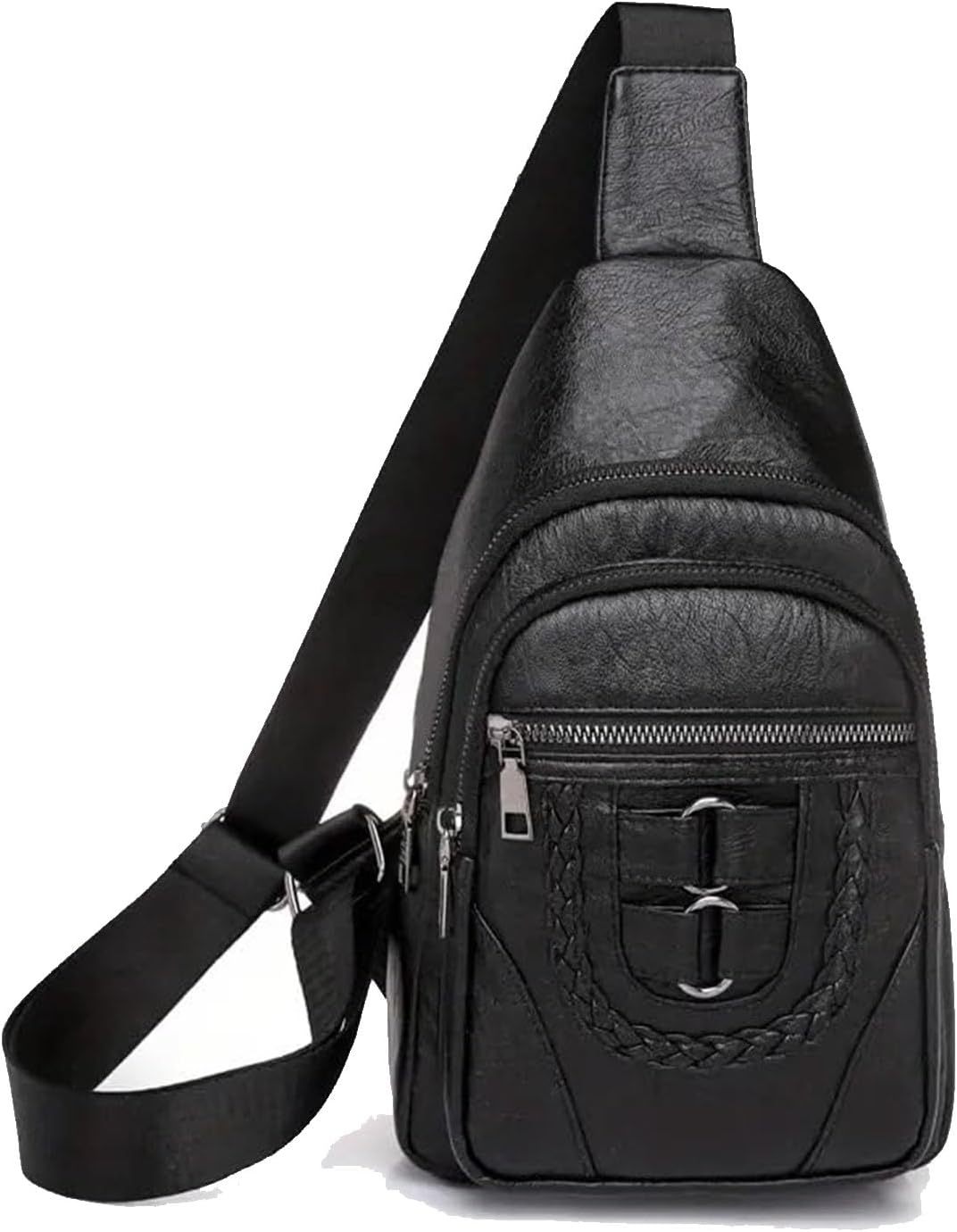 Men’s & Women’s Retro Leather Crossbody Chest Bag 🎒 – Vintage Style Sling Shoulder Bag