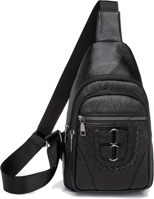 Men’s & Women’s Retro Leather Crossbody Chest Bag 🎒 – Vintage Style Sling Shoulder Bag