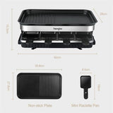 8-Person Non-Stick Raclette Grill – 1500 W Adjustable Tabletop Grill with Mini Pans and Stepped Griddle Top