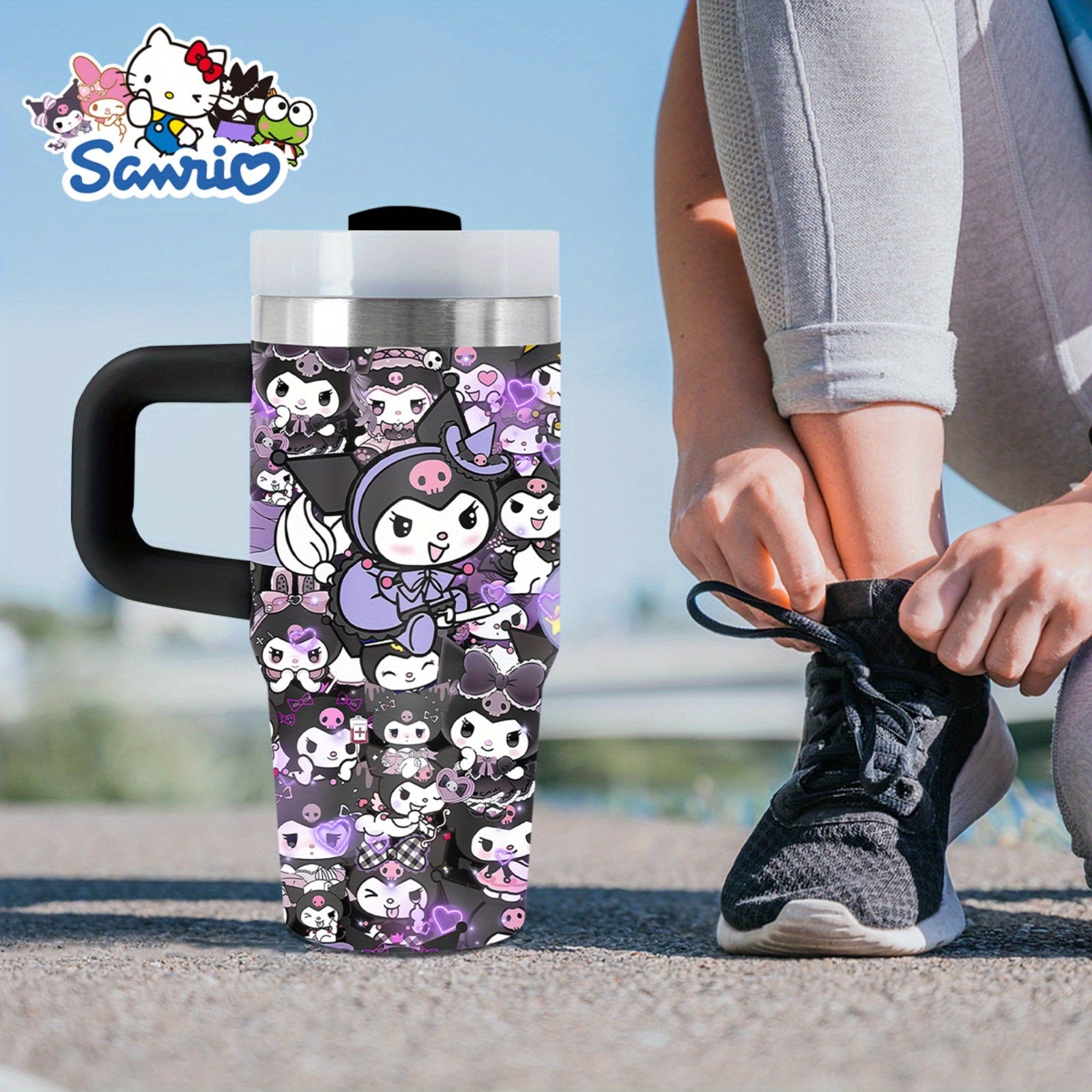 Sanrio 14 oz Stainless Steel Insulated Water Bottle with Handle & Straw – BPA-Free, Travel & Family Gift
