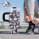 Sanrio 14 oz Stainless Steel Insulated Water Bottle with Handle & Straw – BPA-Free, Travel & Family Gift