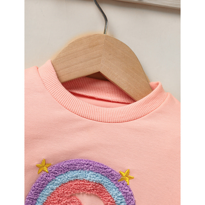 Baby Girls Rainbow Skirt Set 🌈 Embroidered Long Sleeve Sweatshirt + Tutu Outfit