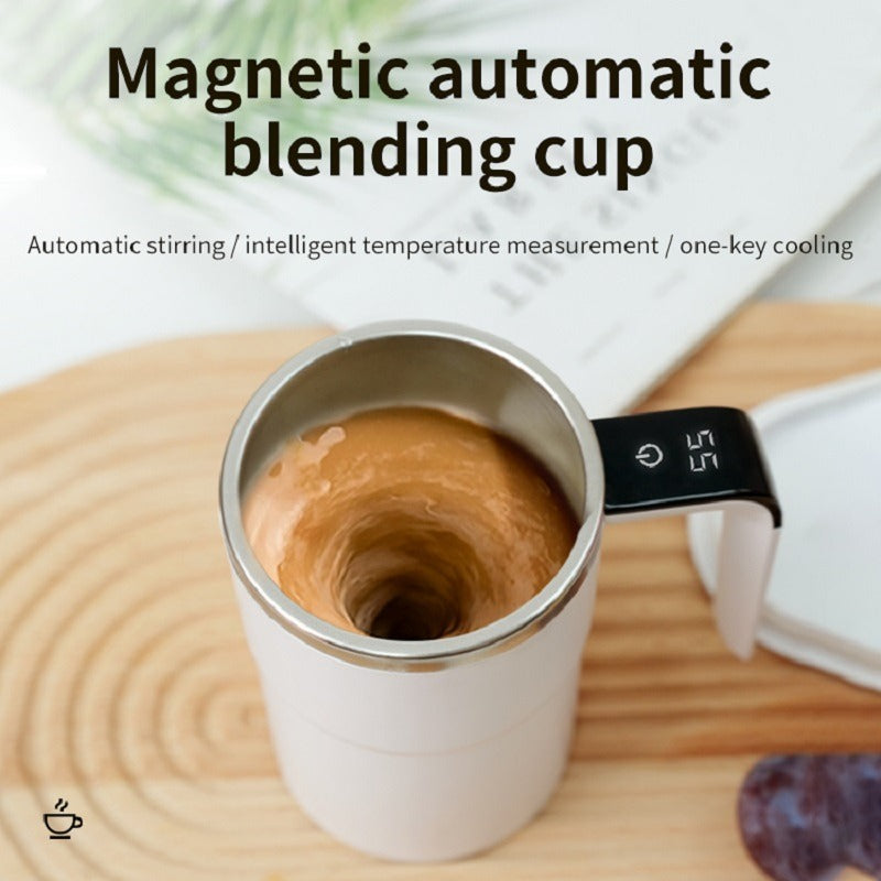 Automatic Self-Stirring Stainless Steel Coffee Cup – Smart Mug with Lid, LED Temperature Display, Rechargeable