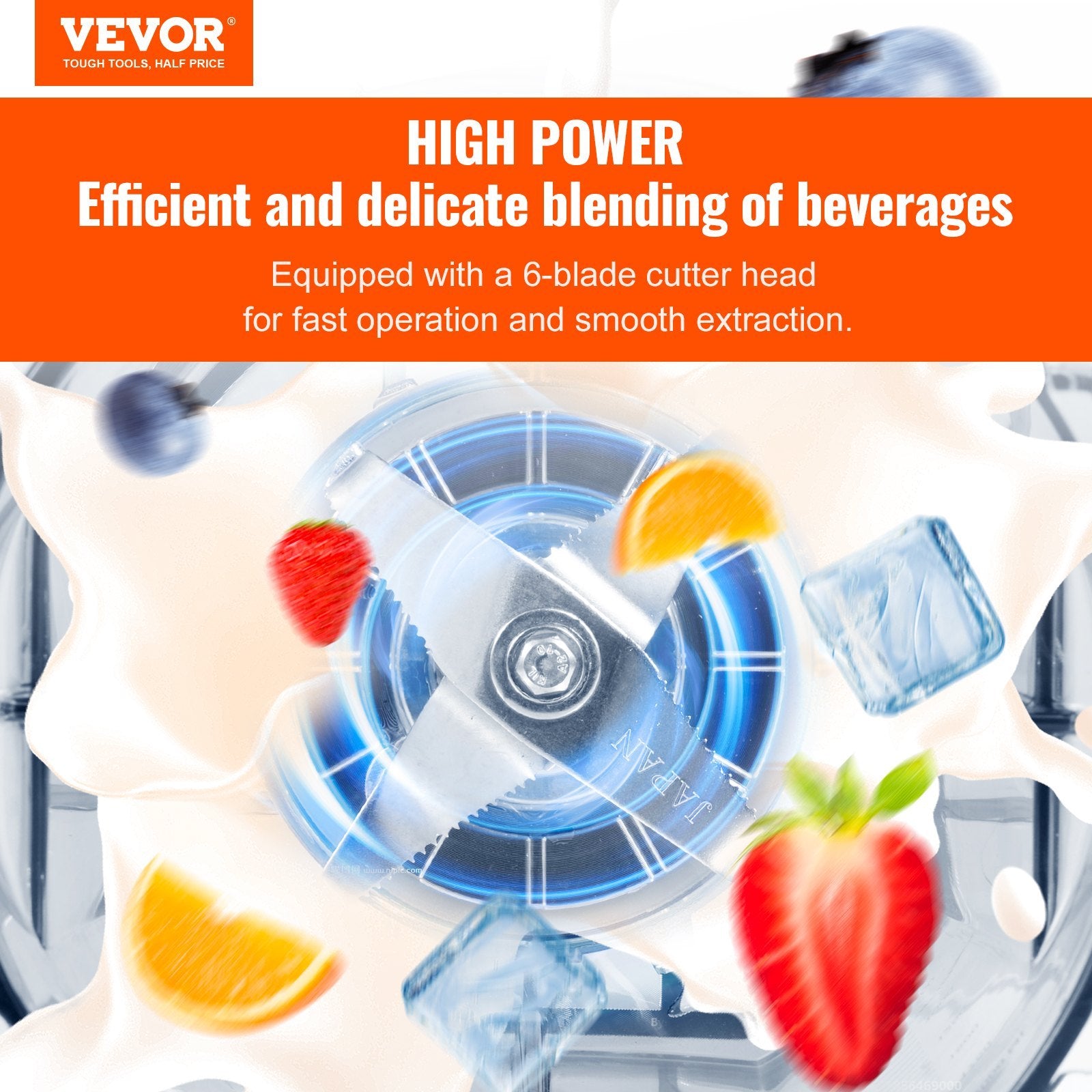 VEVOR Professional Quiet Blender - 1800W Commercial Blender with Sound Shield for Smoothies & Ice Crushing