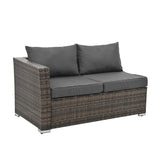 4-Piece Outdoor PE Wicker Furniture Set – Corner Sofas, Ottoman & Tempered Glass Coffee Table